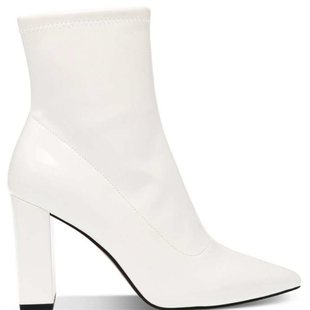 Wild Pair White Patent Block Heel Dressy Booties Shoes NWT sz 8.5 retro 70s - Picture 2 of 11
